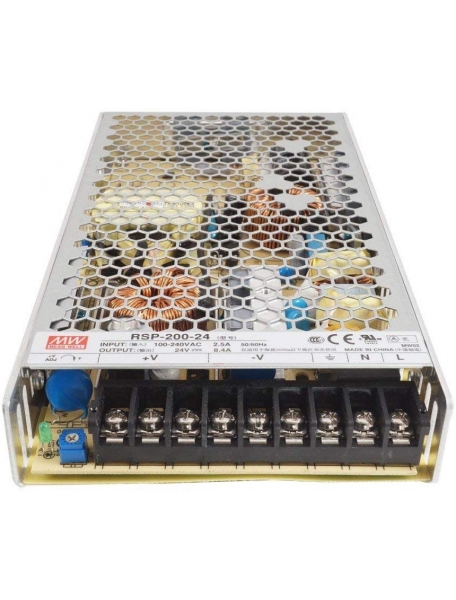 alimentatore ac dc meanwell rsp 200 24 pfc  200w 24v dc 8.4a basso h30mm 1572