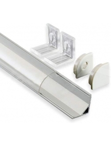 profilo led alluminio barra angolare 1metro strip 8 10mm mod 1616 rotondo curvato cover trasparente 1898