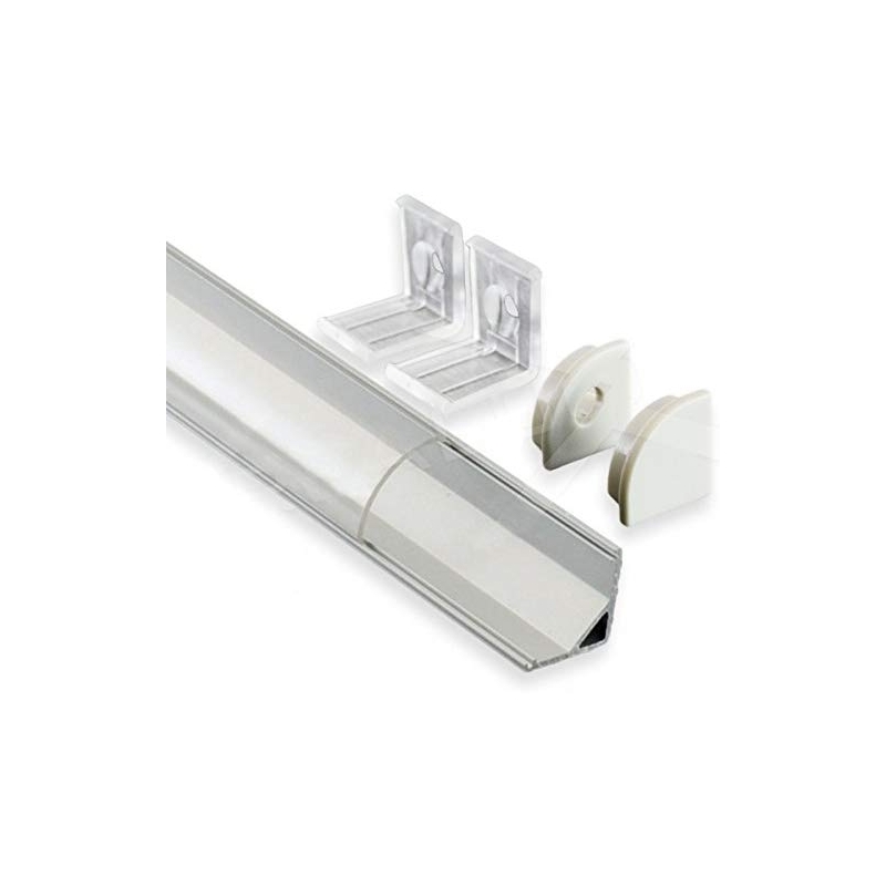 profilo led alluminio barra angolare 1metro strip 8 10mm mod 1616 rotondo  curvato cover trasparente 1898 - Elettroluce Store