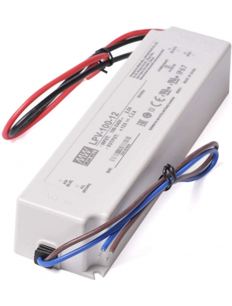 alimentatore trasformatore mean well impermeabile 100w 12v 8,5a ip67 nuovo lpv led 0596