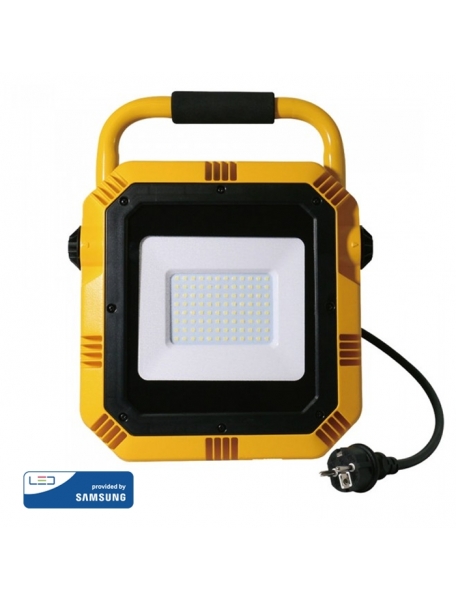v tac vt 51 faro led smd 50w portatile con staffa e cavo di alimentazione schuko luce fredda  sku 946