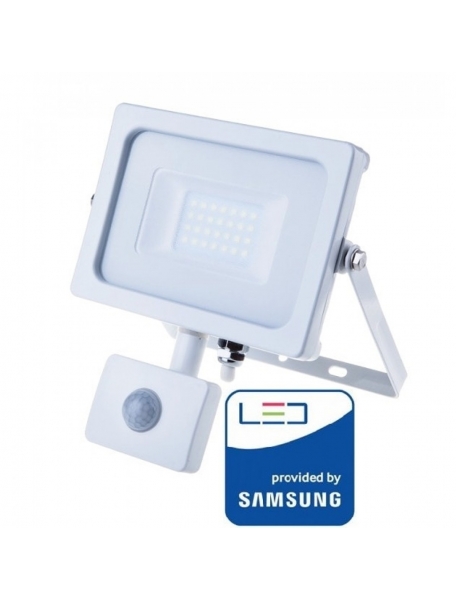 v tac faro led vt 20 s  superslim chip samsung 20w ip65 luce calda 3000k con sensore di  movimento e creuscolare sku 448