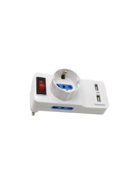 v tac multipresa adattatore triplo con schuko 2 porte usb e interruttore luminoso sku  8830