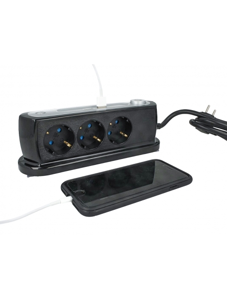 v tac  vt 1133 2   multipresa  da tavolo 3 posti  schuko 2 porte usb e interruttore sku 8817