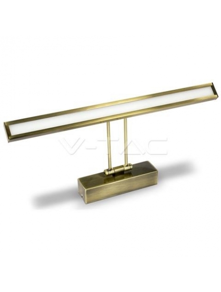 v tac vt 7009 lampada applique da specchio wall light colore oro spazzolato luce calda 120° 600 lumen 8w sku 3983