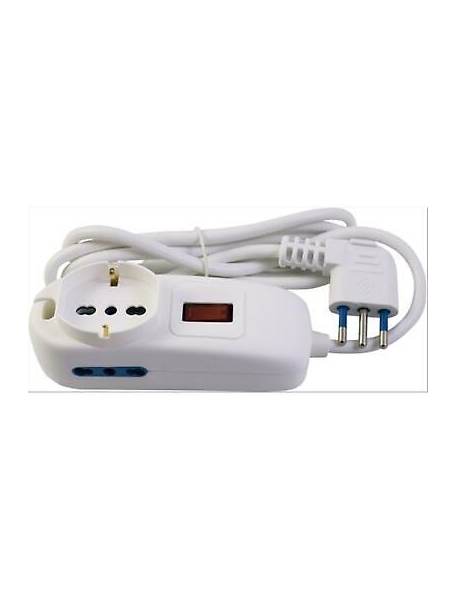 faeg 19203 multipresa universale  16a con 1 schuko  2 bipasso con interruttore luminoso con cavo 19203