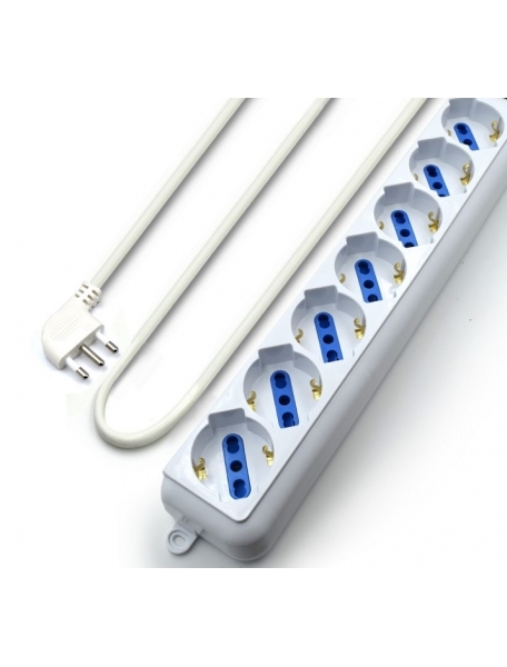 faeg 19627 multipresa universale 7 prese schuko bipasso 2p+t 10a 16a p40 con cavo fg19627
