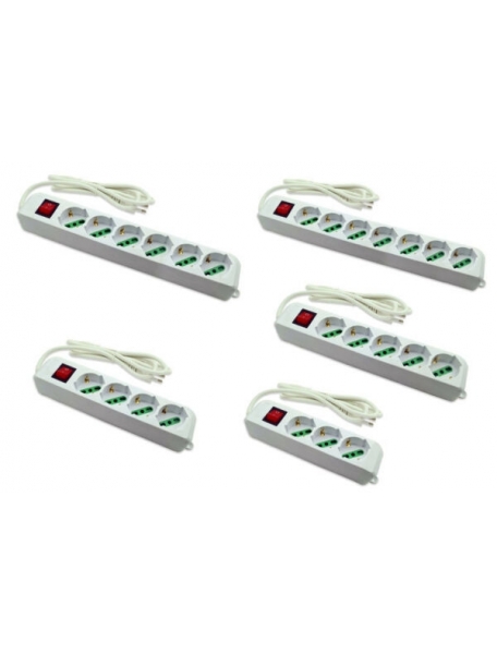 faeg 19628 multipresa universale 5 prese schuko bipasso 2p+t 10a 16a p40 con cavo e interruttore fg19628