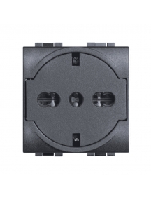 bticino  living light  presa schuko bipasso flat 10/16a 2 posti antracite bticino l4140/16f