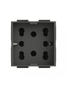 bticino living international  presa bipasso e schuko side antracite   bticino 4box 4b.l.h21