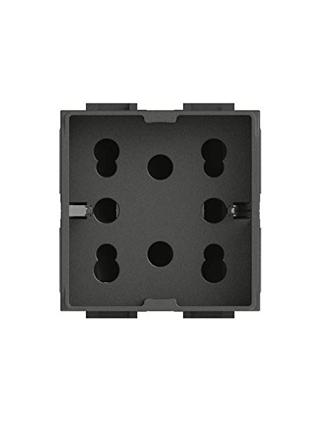 bticino living international  presa bipasso e schuko side antracite   bticino 4box 4b.l.h21