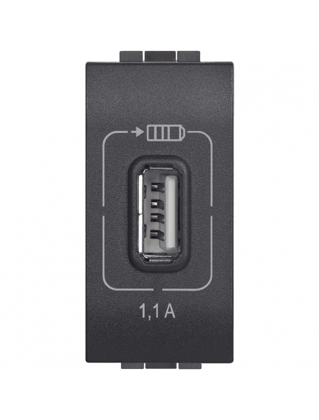 bticino living light  caricatore usb 1 posto antracite bticino l4285c1