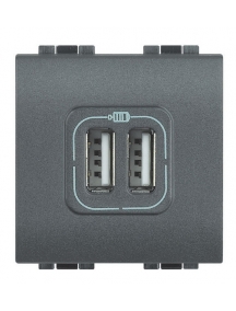 bticino living light  caricatore usb 2 posti 2 prese 2400ma 5v antracite bticino l4285c2