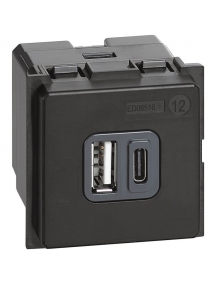 bticino living now caricatore usb 3a tipoa e c 2 moduli bticino k4287c2