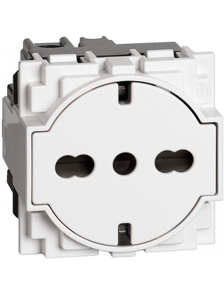 bticino living now  presa trivalente schuko bipasso flat 16a colore bianco bticino kw4140a16f