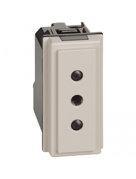 bticino living now  presa 10a 2p+t 250vac colore sabbia bticino km4113