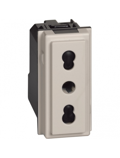 bticino living now  presa bipasso 2p+t 250vac bipasso10a 16a colore sabbia bticino km4180