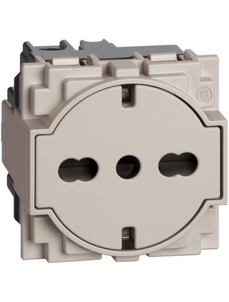 bticino living now  presa trivalente schuko bipasso flat 10a 16a colore sabbia bticino km4140a16f