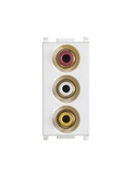 vimar plana  presa  con 3 connettori rca morsetti a vite bianco vimar 14335