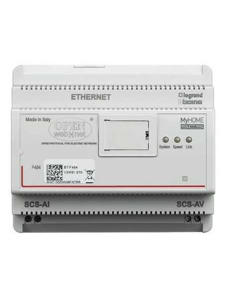 bticino legrand web server audio video per controllo remoto impianto myhome scs f454