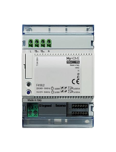 bticino dimmer universale 2 uscite bus bticino f418u2