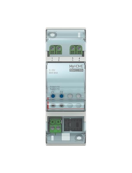 bticino my home attuatore con 2 uscite 0-10 volt per il controllo di valvole proporzionali 0-10 volt bticino f430v10