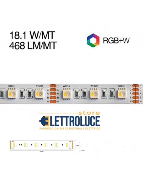 strip led cc30096 4in1 96w 19.2w al metro ip20 24v rgb+6000k 2397