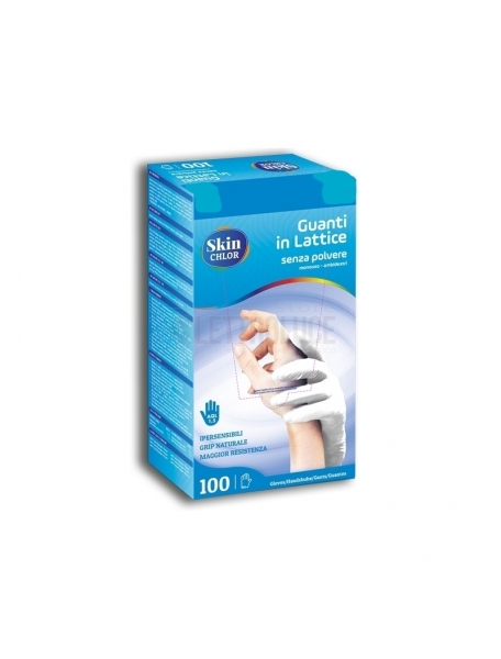skin chlor guanti in lattice senza polvere taglia l 8/8,5 large gu106xl