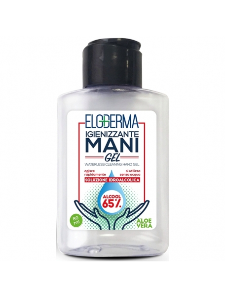 igienizzante mani portatile eloderma in gel alcool 65% con aloe vera 80 ml 088860