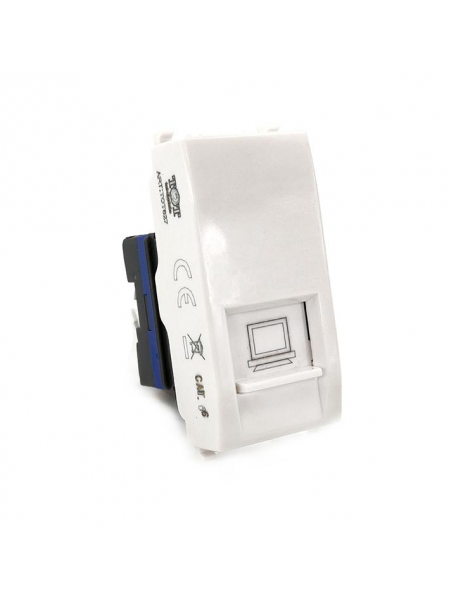connettore di rete rj45 cat 6 presa internet bianca compatibile con serie vimar plana 14339