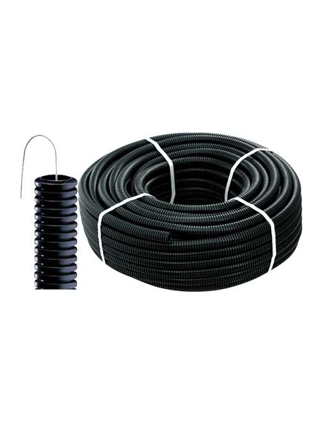 corrugato tubo pieghevole nero con tirafilo diametro 16mm 100metri TUBTF01016NT100
