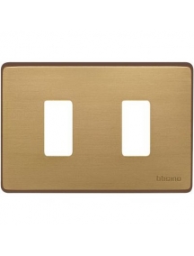 bticino placca 2 posto per scatola tonda e rettangolare  in alluminio colore bronzo   magic  bticino 503/2/BR