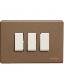 bticino placca 3 posti per scatola tonda e rettangolare  in alluminio colore bronzo   magic  bticino 503/3/BR