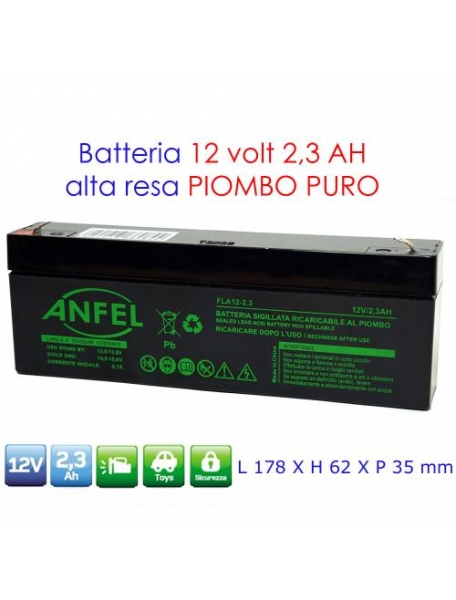 batteria ermetica al piombo agm 12v 2,3ah ricaricabile  allarme sirena ascensori meg12v2a