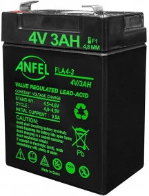 Batteria ricaricabile al piombo 4v 3ah attacchi faston f1 4,8mm meg6v3a