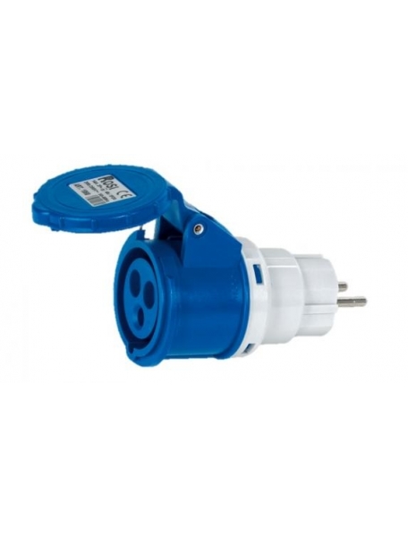 rosi adattatore spina schuko 2poli +  presa industriale 2p+t 16a 6h tensione 200 250v  1868