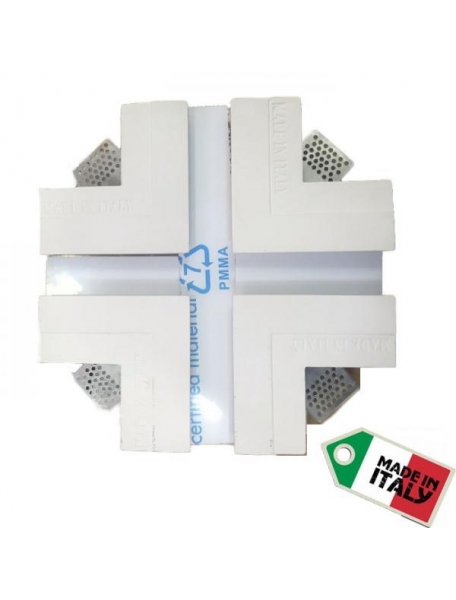 profilo in gesso ceramico a croce per strip led da incasso lama di luce