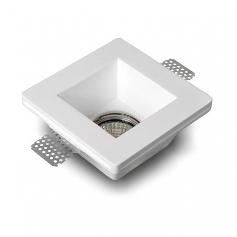 Faretto Incasso Quadrato Per Cartongesso - 12x12cm, Vetro Satinato, Compatibile GU10/MR16
