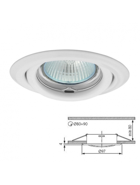 faretto portalampada gu10 mr16 ghiera orientabile metallo bianco flangia incasso soffitto ct2115w