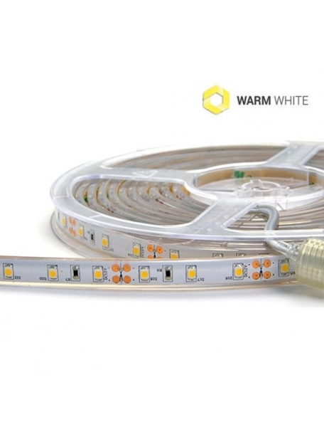 striscia strip led 12V 300SMD 3528 bianco caldo 3000K 24W 5M IP67 tubo 0637