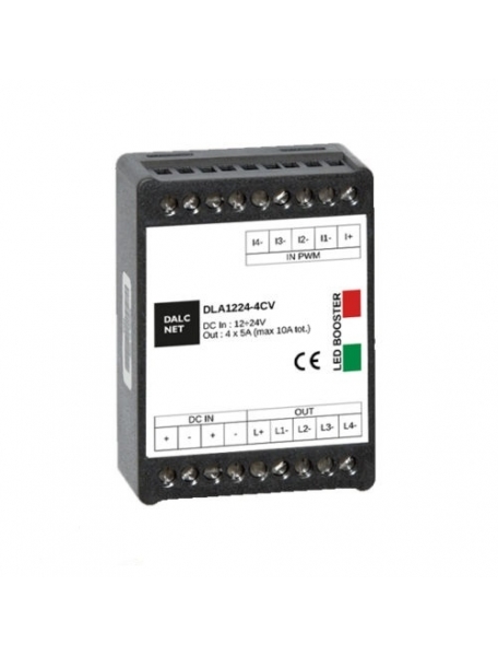 Dalcnet LED Booster Multicanale 4 Canali D-PWM DLA1224-4CV Max 10A 12V-24V 2187