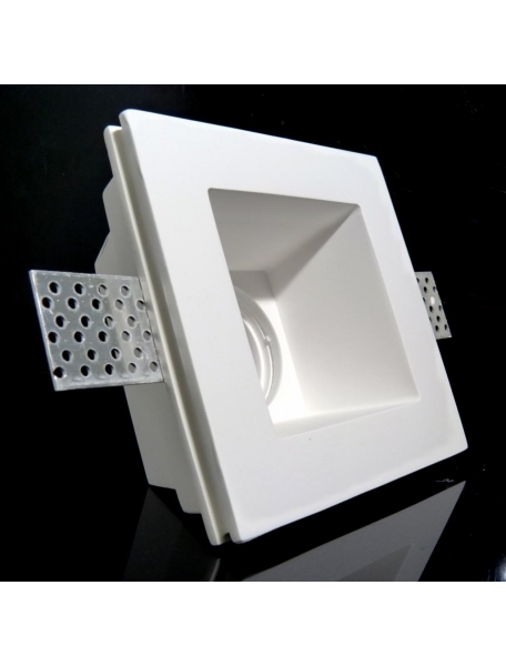 Faretto incasso profondo quadrato in gesso fisso a scomparsa verniciabile x GU10 moderno nuovo