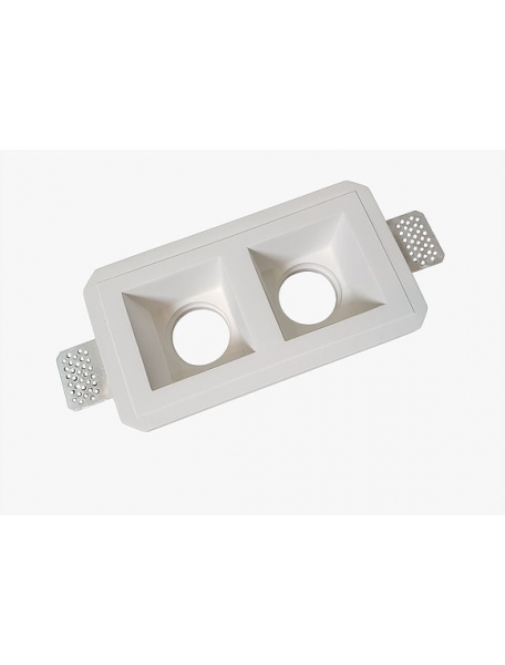 Faretto incasso rettangolare doppia lampada in gesso a scomparsa verniciabile x GU10 nuovo