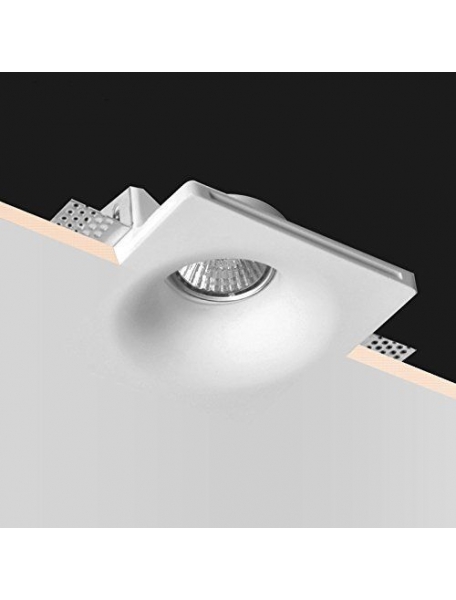 Porta faretto da incasso conico quadrato in gesso arredo fisso a scomparsa per GU10/MR16 nuovo