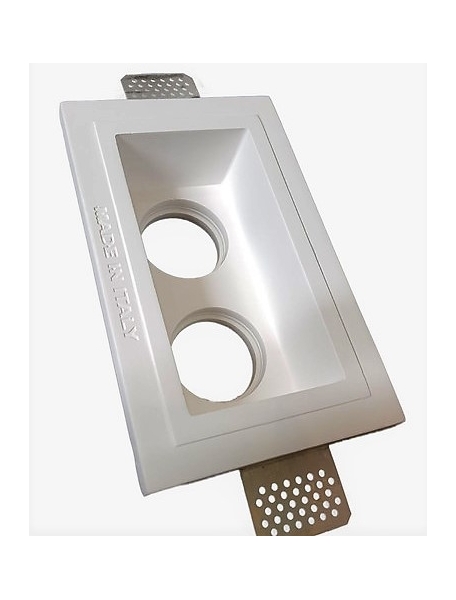 faretto rettangolare doppia lampada in gesso ceramico verniciabile a scomparsa cfs096