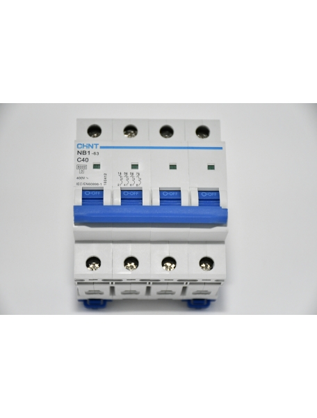  interruttore magnetotermico quadripolari 400 vac 4 moduli 40a 6 ka 4 poli   da guida din quadro chint 51411 curva c 180412