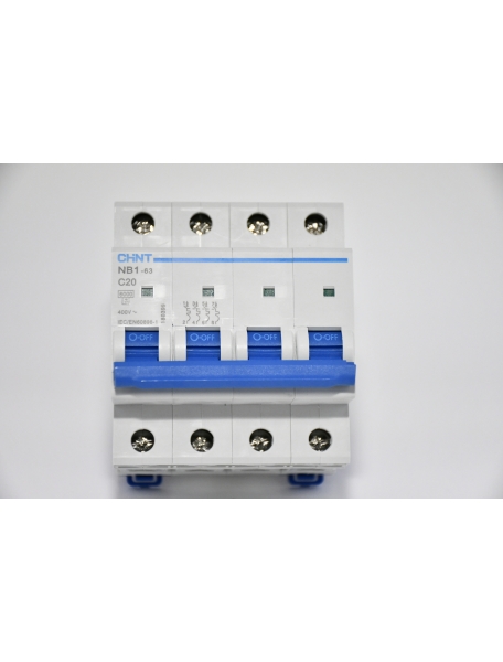 interruttore quadripolare interruttore magnetotermico da guida din quadro 400 vac 4 poli 20a 6ka chint 51408 curva c 180399