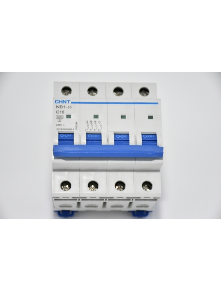 interruttore quadripolari interruttore magnetotermico da guida din quadro 400 vac 4poli 16a curva c 6ka 4 moduli  chint 51407 18